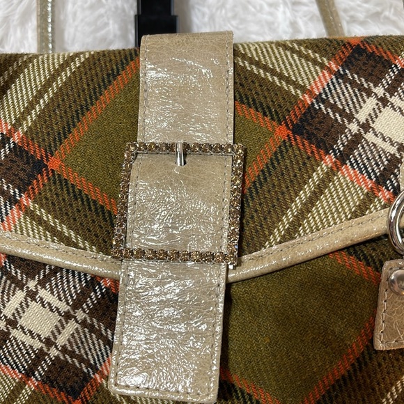 Mussio De Groot Olive and Taupe plaid purse - Picture 3 of 6